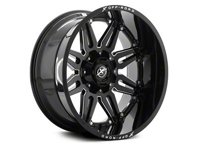 XF Offroad XF-204 Gloss Black Milled 5-Lug Wheel; 24x14; -76mm Offset (94-01 RAM 1500)