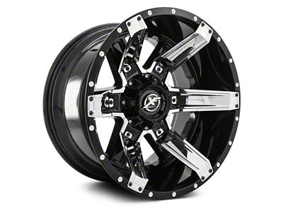 XF Offroad XF-214 Gloss Black with Chrome Inserts 5-Lug Wheel; 20x10; -24mm Offset (94-01 RAM 1500)