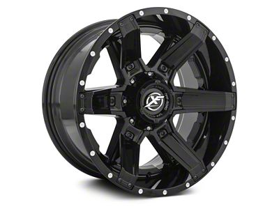 XF Offroad XF-214 Gloss Black with Gloss Black Inserts 5-Lug Wheel; 20x10; -12mm Offset (94-01 RAM 1500)