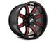 XF Offroad XF-215 Gloss Black Red Milled 5-Lug Wheel; 20x10; -24mm Offset (94-01 RAM 1500)