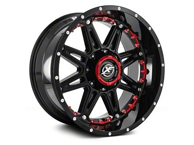 XF Offroad XF-217 Gloss Black with Red Inserts 5-Lug Wheel; 20x9; 12mm Offset (94-01 RAM 1500)