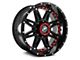 XF Offroad XF-217 Gloss Black with Red Inserts 5-Lug Wheel; 20x9; 12mm Offset (94-01 RAM 1500)