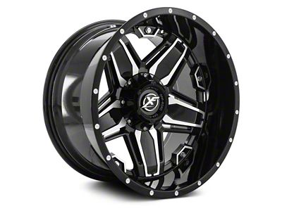 XF Offroad XF-223 Gloss Black Machined 5-Lug Wheel; 20x12; -44mm Offset (94-01 RAM 1500)