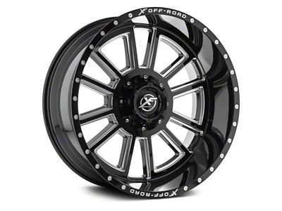 XF Offroad XF-225 Gloss Black Milled 5-Lug Wheel; 20x10; -12mm Offset (94-01 RAM 1500)