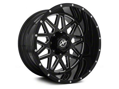 XF Offroad XF-211 Gloss Black Milled 6-Lug Wheel; 20x10; -12mm Offset (99-06 Silverado 1500)