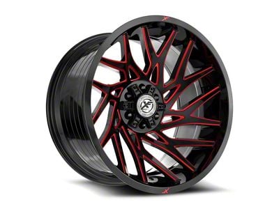 XF Offroad XF-229 Gloss Black and Red Milled 6-Lug Wheel; 20x9; 0mm Offset (23-25 Canyon)