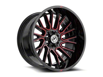 XF Offroad XF-230 Gloss Black and Red Machined 6-Lug Wheel; 20x9; 0mm Offset (23-25 Canyon)