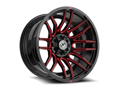 XF Offroad XF-232 Gloss Black and Red Milled 6-Lug Wheel; 17x9; 0mm Offset (23-25 Canyon)