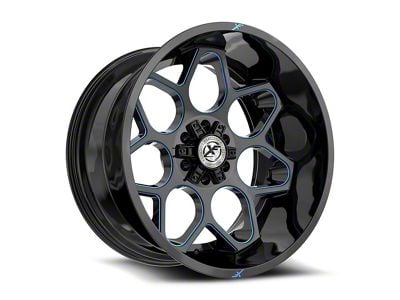 XF Offroad XF-233 Gloss Black and Blue Milled 6-Lug Wheel; 20x10; -12mm Offset (23-25 Canyon)