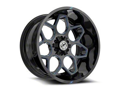 XF Offroad XF-233 Gloss Black and Blue Milled 6-Lug Wheel; 20x10; -24mm Offset (23-25 Canyon)