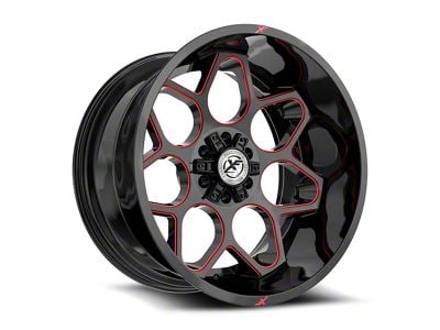 XF Offroad XF-233 Gloss Black and Red Milled 6-Lug Wheel; 20x10; -12mm Offset (23-25 Canyon)