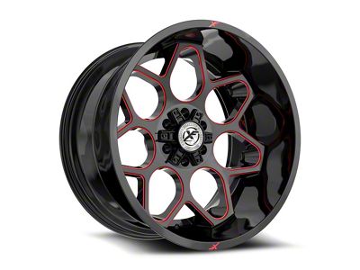 XF Offroad XF-233 Gloss Black and Red Milled 6-Lug Wheel; 20x9; 0mm Offset (23-25 Canyon)