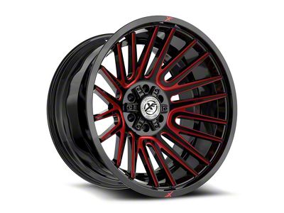 XF Offroad XF-234 Gloss Black and Red Machined 6-Lug Wheel; 17x9; 0mm Offset (23-25 Canyon)