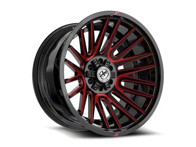 XF Offroad XF-234 Gloss Black and Red Machined 6-Lug Wheel; 17x9; 12mm Offset (23-25 Canyon)