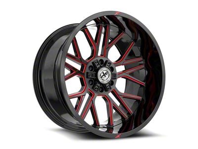 XF Offroad XF-235 Gloss Black and Red Milled 6-Lug Wheel; 20x9; 0mm Offset (23-25 Canyon)