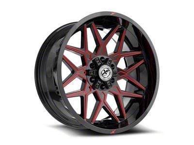 XF Offroad XF-238 Gloss Black and Red Milled 6-Lug Wheel; 17x9; 0mm Offset (23-25 Canyon)