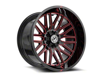 XF Offroad XF-240 Gloss Black and Red Milled 6-Lug Wheel; 17x9; 0mm Offset (23-25 Canyon)