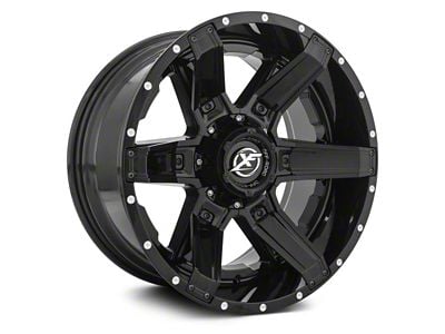 XF Offroad XF-214 Gloss Black with Gloss Black Inserts 6-Lug Wheel; 22x12; -44mm Offset (23-25 Colorado)