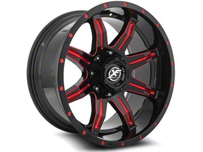 XF Offroad XF-215 Gloss Black and Red Milled 6-Lug Wheel; 20x10; -12mm Offset (23-25 Colorado)