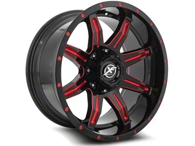 XF Offroad XF-215 Gloss Black and Red Milled 6-Lug Wheel; 20x10; -24mm Offset (23-25 Colorado)