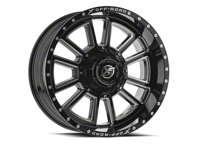 XF Offroad XF-225 Gloss Black and Milled 6-Lug Wheel; 18x10; -12mm Offset (23-25 Colorado)