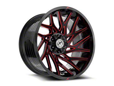 XF Offroad XF-229 Gloss Black and Red Milled 6-Lug Wheel; 20x10; -12mm Offset (23-25 Colorado)