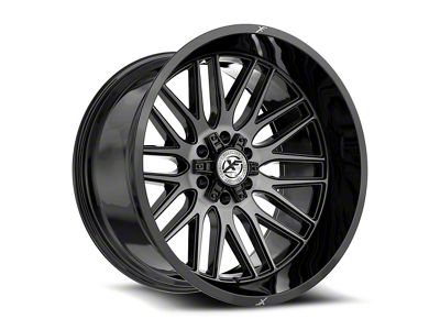 XF Offroad XF-240 Gloss Black and Brushed Double Dark Tint 6-Lug Wheel; 24x12; -44mm Offset (23-25 Colorado)