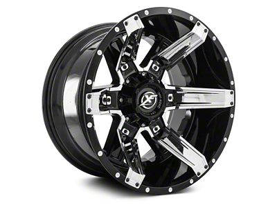 XF Offroad XF-214 Gloss Black with Chrome Inserts 5-Lug Wheel; 20x10; -24mm Offset (05-11 Dakota)