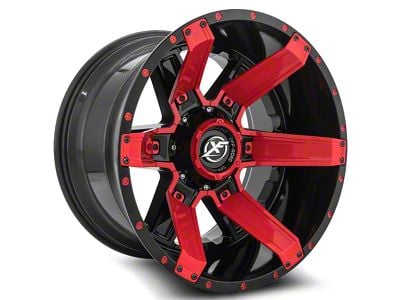 XF Offroad XF-214 Gloss Black with Red Inserts 5-Lug Wheel; 20x10; -12mm Offset (05-11 Dakota)