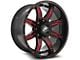 XF Offroad XF-215 Gloss Black and Red Milled 5-Lug Wheel; 20x10; -12mm Offset (05-11 Dakota)