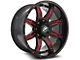 XF Offroad XF-215 Gloss Black and Red Milled 5-Lug Wheel; 20x10; -12mm Offset (05-11 Dakota)