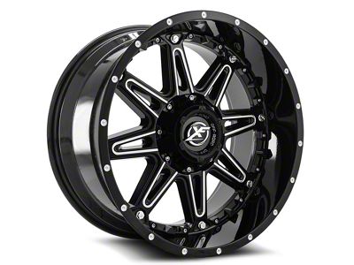 XF Offroad XF-217 Gloss Black and Milled with Black Inserts 5-Lug Wheel; 20x10; -24mm Offset (87-90 Dakota)