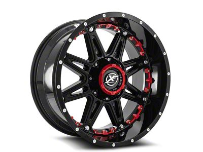 XF Offroad XF-217 Gloss Black with Red Inserts 5-Lug Wheel; 20x10; -24mm Offset (87-90 Dakota)