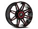 XF Offroad XF-220 Gloss Black and Red Milled 5-Lug Wheel; 17x9; 0mm Offset (05-11 Dakota)