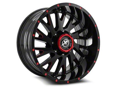 XF Offroad XF-221 Gloss Black and Red Milled 5-Lug Wheel; 20x10; -24mm Offset (05-11 Dakota)