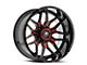 XF Offroad XF-222 Gloss Black and Red Milled 5-Lug Wheel; 20x9; 12mm Offset (05-11 Dakota)