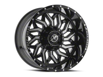 XF Offroad XF-228 Gloss Black and Milled 5-Lug Wheel; 22x12; -44mm Offset (05-11 Dakota)