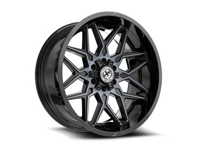 XF Offroad XF-238 Gloss Black and Machined Titanium Double Dark Tint 5-Lug Wheel; 22x10; -18mm Offset (05-11 Dakota)