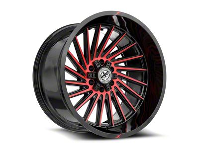 XF Offroad XF-239 Gloss Black and Red Machined 5-Lug Wheel; 20x10; -12mm Offset (05-11 Dakota)