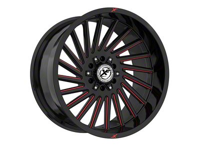 XF Offroad XF-239 Gloss Black and Red Milled 5-Lug Wheel; 20x9; 12mm Offset (05-11 Dakota)