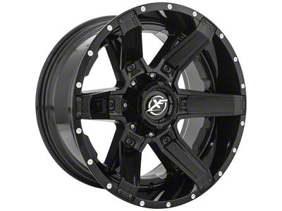 XF Offroad XF-214 Gloss Black with Gloss Black Inserts 6-Lug Wheel; 22x12; -44mm Offset (21-24 F-150)