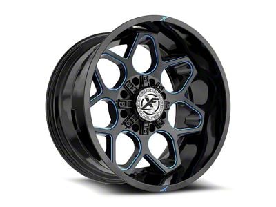 XF Offroad XF-233 Gloss Black and Blue Milled 8-Lug Wheel; 20x10; -12mm Offset (11-16 F-250 Super Duty)