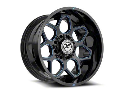 XF Offroad XF-233 Gloss Black and Blue Milled 8-Lug Wheel; 20x10; -12mm Offset (17-22 F-250 Super Duty)