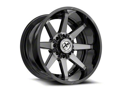 XF Offroad XF-236 Gloss Black and Brushed Double Dark Tint 8-Lug Wheel; 20x10; -12mm Offset (17-22 F-250 Super Duty)