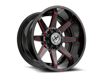 XF Offroad XF-236 Gloss Black and Red Milled 8-Lug Wheel; 20x10; -24mm Offset (11-16 F-250 Super Duty)