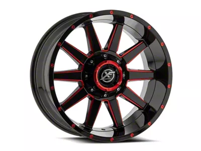 XF Offroad XF-219 Gloss Black and Red Milled 8-Lug Wheel; 18x9; 0mm Offset (11-16 F-350 Super Duty SRW)