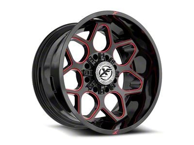 XF Offroad XF-233 Gloss Black and Red Milled 8-Lug Wheel; 20x10; -12mm Offset (11-16 F-350 Super Duty SRW)