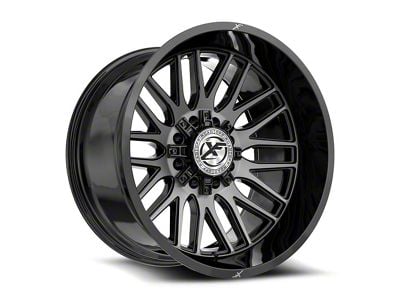 XF Offroad XF-240 Gloss Black and Brushed Double Dark Tint 8-Lug Wheel; 22x12; -44mm Offset (11-16 F-350 Super Duty SRW)