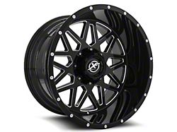 XF Offroad XF-211 Gloss Black and Milled 5-Lug Wheel; 24x14; -76mm Offset (09-18 RAM 1500)