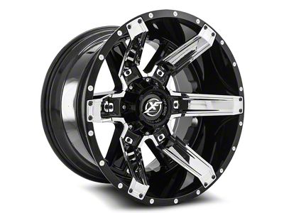 XF Offroad XF-214 Gloss Black with Chrome Inserts 5-Lug Wheel; 20x9; 12mm Offset (09-18 RAM 1500)